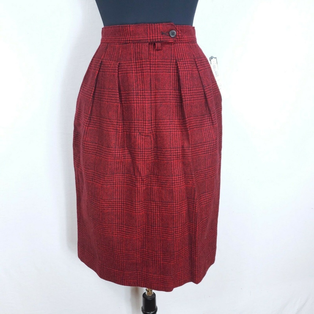 NWT VTG Woolrich Womens 8 Red Black Pencil Skirt
